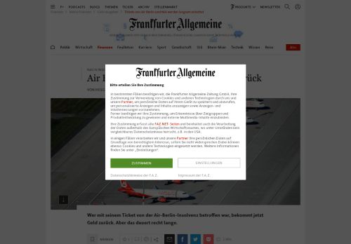 
                            7. Tickets von Air Berlin und Niki werden langsam erstattet - FAZ