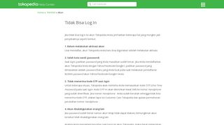 
                            1. Tidak Bisa Log In | Pusat Bantuan Tokopedia