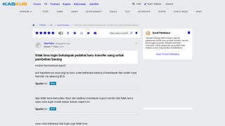 
                            4. tidak bisa login bukalapak padahal baru transfer uang ...