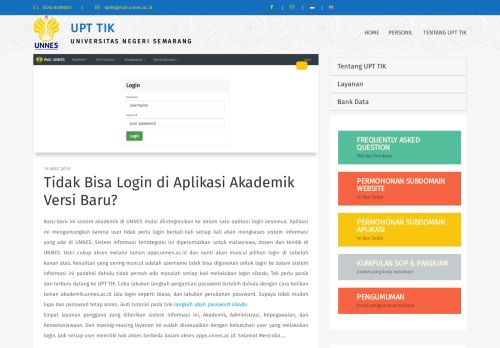 
                            5. Tidak Bisa Login di Aplikasi Akademik Versi Baru? - UPT TIK Unnes