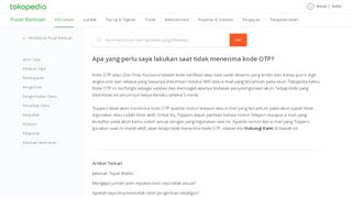 
                            5. Tidak Menerima Kode OTP | Pusat Bantuan Tokopedia