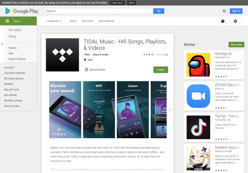 
                            12. TIDAL Music - Hifi Songs, Playlists, & Videos - Apps on Google Play