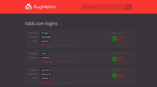 
                            3. tidal.com logins - BugMeNot