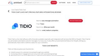 
                            4. Tidio Chat | Live Chat | Pricing, Features, Integrations, Reviews ...