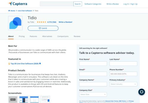 
                            11. Tidio Reviews and Pricing - 2019 - Capterra