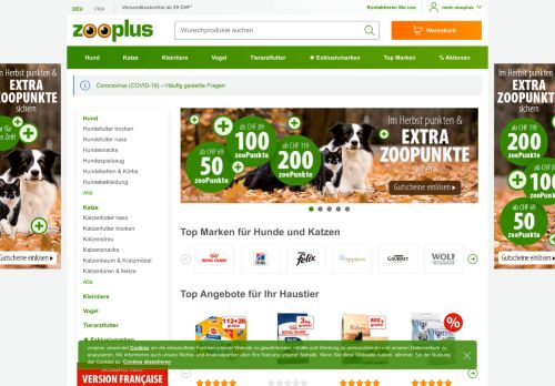 
                            2. Tierbedarf, Tierfutter, Tiernahrung günstig kaufen bei zooplus.ch