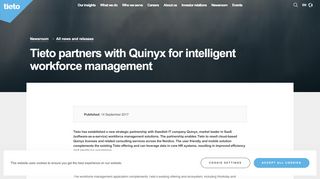 
                            8. Tieto partners with Quinyx for intelligent workforce management | Tieto
