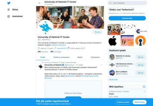 
                            8. Tietotekniikkakeskus (@IT_HelsinkiUni) | Twitter