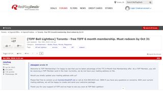 
                            7. [TIFF Bell Lightbox] Toronto - free TIFF 6 month membership. Must ...
