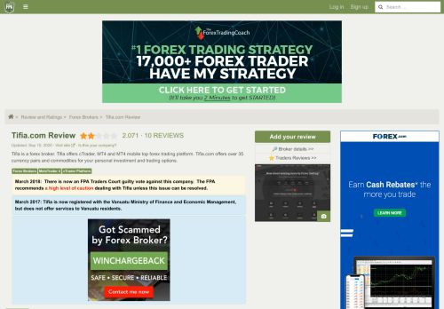 
                            6. Tifia | Forex Brokers Reviews | Forex Peace Army