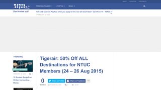 
                            8. Tigerair: 50% Off ALL Destinations for NTUC Members (24 - 26 Aug ...