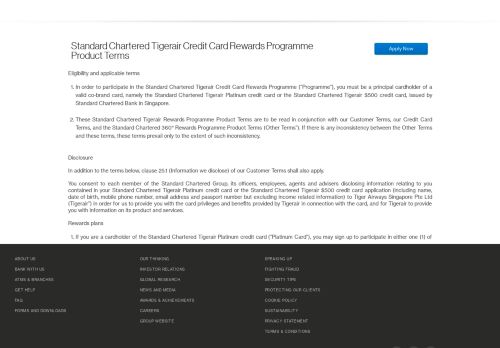 
                            4. Tigerair Platinum Credit Card - Standard Chartered Singapore