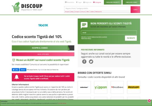 
                            9. Tigotà: Codice sconto Tigotà del 10% | Scade il 31 agosto 2018