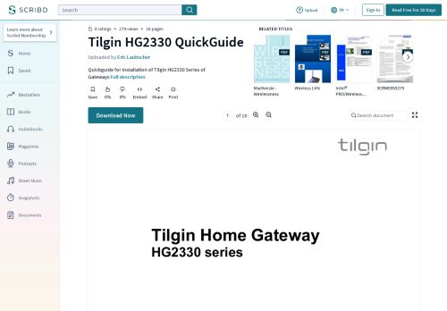 
                            12. Tilgin HG2330 QuickGuide | Wireless Lan | Wi Fi - Scribd