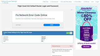 
                            4. Tilgin Vood 322 Default Router Login and Password - Clean CSS