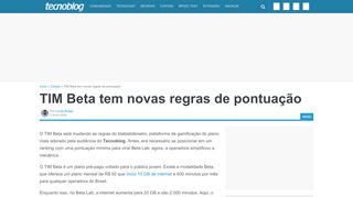 
                            13. TIM Beta tem novas regras de pontuação – Tecnoblog