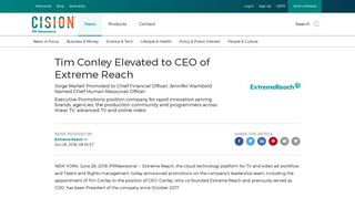 
                            7. Tim Conley Elevated to CEO of Extreme Reach - PR Newswire