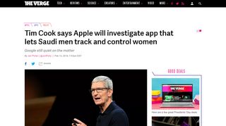 
                            11. Tim Cook says Apple will investigate app that lets Saudi ...