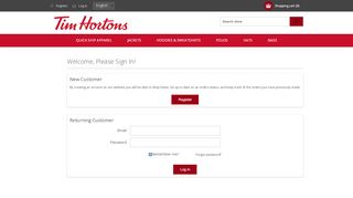 
                            10. Tim Hortons Online Apparel. Login