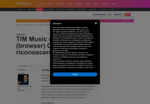 
                            6. TIM Music dal PC (browser) Come farsi riconoscere? - Telefonino ...