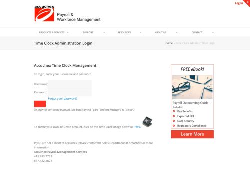 
                            4. Time Clock Administration Login - Accuchex