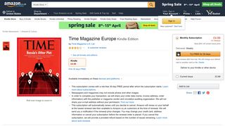 
                            8. Time Magazine Europe: Amazon.co.uk: Kindle Store