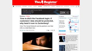 
                            10. Time to ditch the Facebook login: If customers' data should be ...