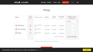
                            3. Time Tracking, Billing and Attendance pricing | primaERP