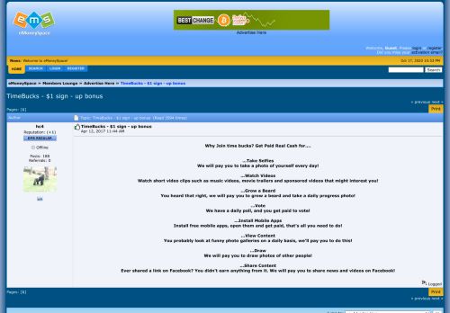 
                            10. TimeBucks - $1 sign - up bonus - eMoneySpace