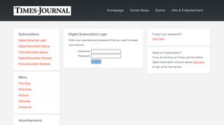 
                            7. Times-Journal Online Digital Subscription Login | Times-Journal | The ...