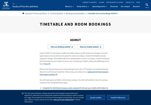 
                            8. Timetable and room bookings - Faculty of Fine Arts and Music