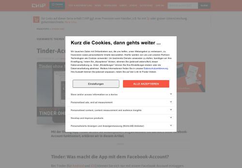 
                            12. Tinder-Account ohne Facebook - geht das? - CHIP