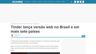 
                            3. Tinder lança versão web no Brasil e em mais sete países – Tecnoblog