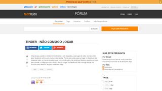 
                            5. Tinder - não consigo logar - Techtudo-Forum