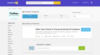 
                            10. Tinmen Coupons: Flat 25% Off On Food Orders February,2019