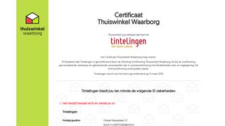 
                            6. Tintelingen - Thuiswinkel Waarborg-certificaat