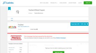 
                            8. TinyDeal Affiliate Program with Highest Payout Upto 7.2% - Cuelinks