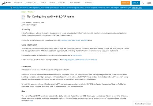 
                            11. Tip: Configuring WAS with LDAP realm - Library: Articles - Jazz ...