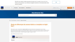 
                            11. Tipos de acesso no login | Atendimento Itaú - Feito para sua empresa