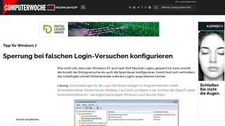 
                            11. Tipp für Windows 7: Sperrung bei ...