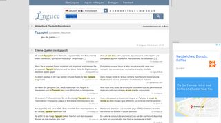 
                            11. Tippspiel - Französisch-Übersetzung – Linguee Wörterbuch