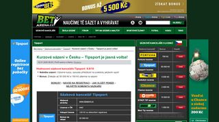 
                            2. Tipsport sázení 2019 - registrace a bonus 50 000 Kč | Bet-Arena.cz