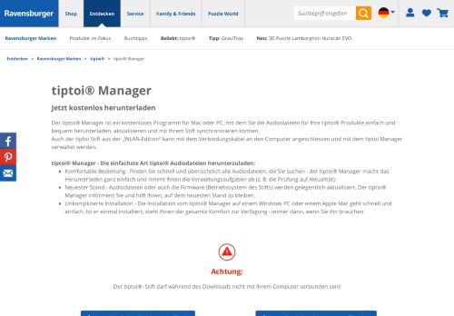 
                            2. tiptoi® Manager zum Download - Ravensburger