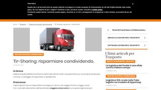 
                            8. Tir-Sharing: risparmiare condividendo. | Logisticamente.it