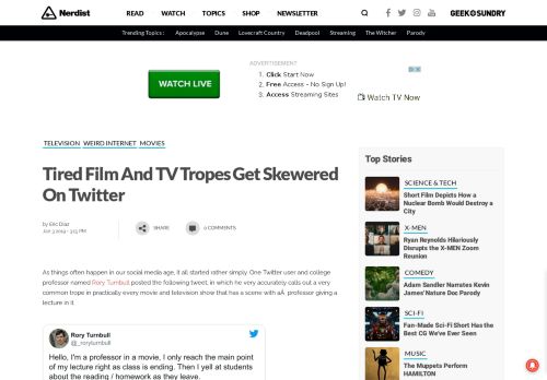 
                            11. Tired Film And TV Tropes Get Skewered On Twitter - Nerdist