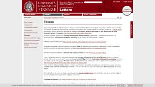 
                            8. Tirocini - Didattica - Corso di Laurea Triennale in Lettere - UniFI