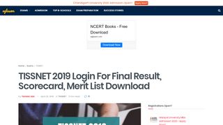 
                            6. TISSNET 2019 Login For Result, Scorecard, Merit List Download ...