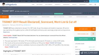 
                            8. TISSNET 2019 Result (Declared), Scorecard, Merit List & Cut off