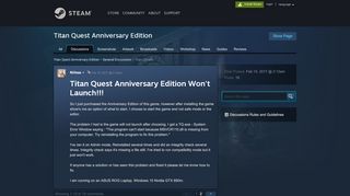 
                            4. Titan Quest Anniversary Edition Won't Launch!!! - Steam Community