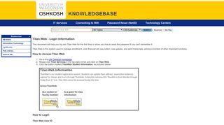
                            4. Titan Web - Login Information - UW Oshkosh External KB